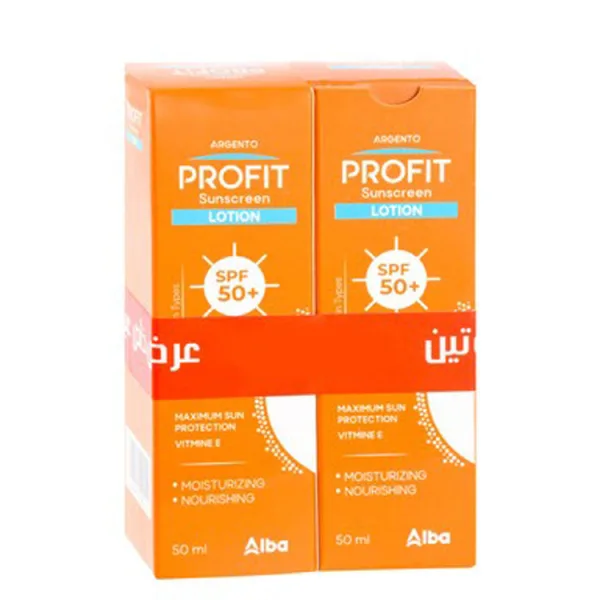Argento Profit Non-Greasy مرطب & Nourishing Face & Body واقي شمس with فيتامين E for All Skin Types SPF50+ - non comedogenic