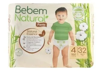 Bebem Natural Hypoallergenic Maxi للأطفال والرضع حفاضة حفاضات بانتس with Bamboo Extract Size 4 (9-14kg) - latex free parabens free perfume free