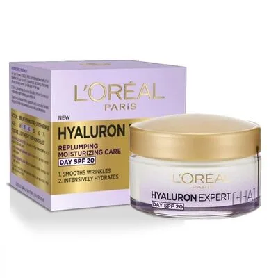 لتر'Oreal Hyaluron Expert Replumping & مرطب نهاري كريم with حمض الهيالورونيك SPF20