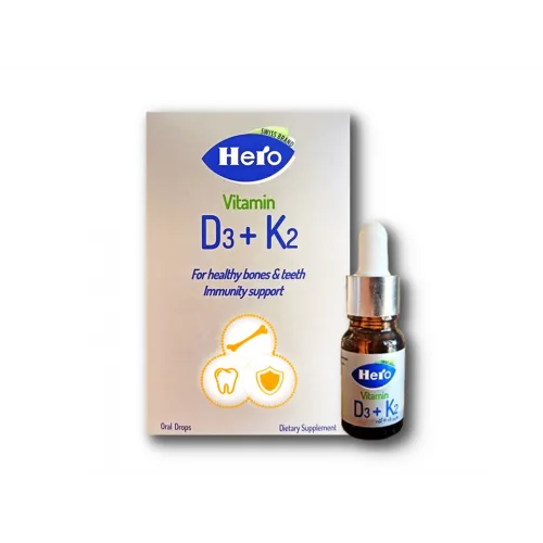 Hero 400 وحدة دولية فيتامين د3 & فيتامين K2 Bones Teeth & Immunity Health Support مكمل غذائي نقط (7+ Months)