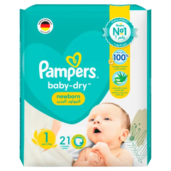 بامبرز Newborn للأطفال والرضع-Dry حفاضات Size 1 (2-5kg)