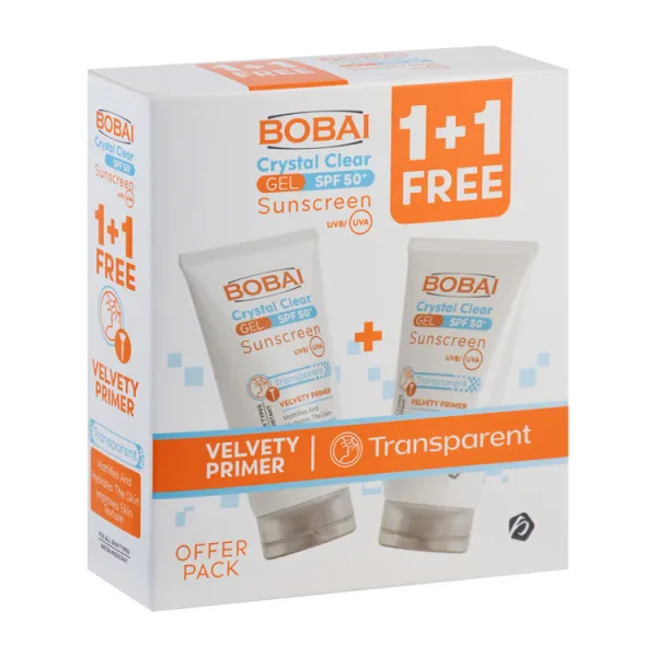 Bobai Crystal Clear Velvety Primer Facial واقي شمس جل SPF50+ Transparent (1+1 Free)